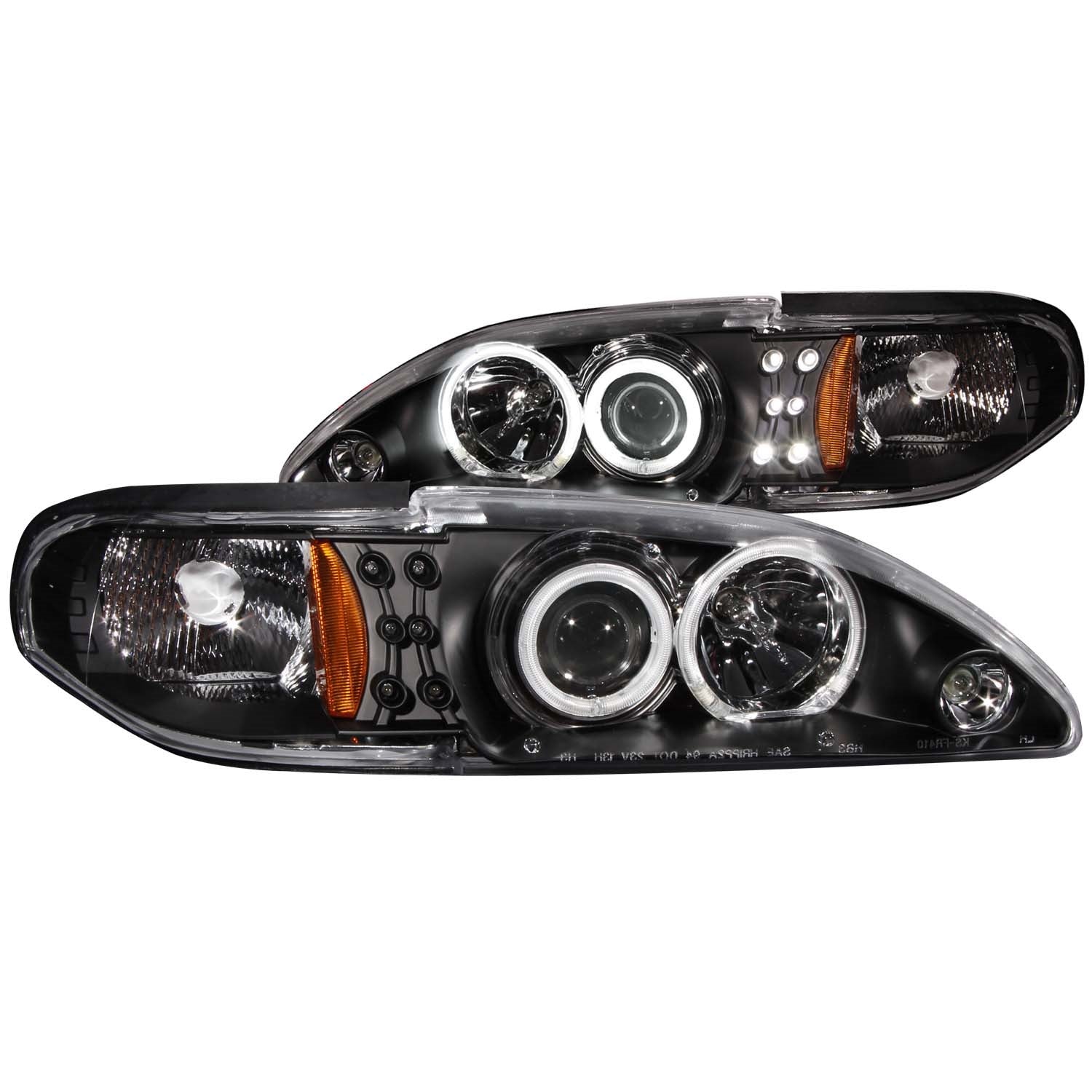 ANZO USA 121204 Projector Headlight Set w/Halo; Clear Lens; Black Housing; Pair; CCFL; 1 pc.; - Truck Part Superstore