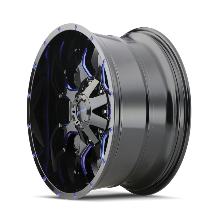 MAYHEM 8015-7937BTB WARRIOR (8015) BLACK W/PRISM BLUE 17X9 6x135/6x5.5 -12mm 106mm - Truck Part Superstore