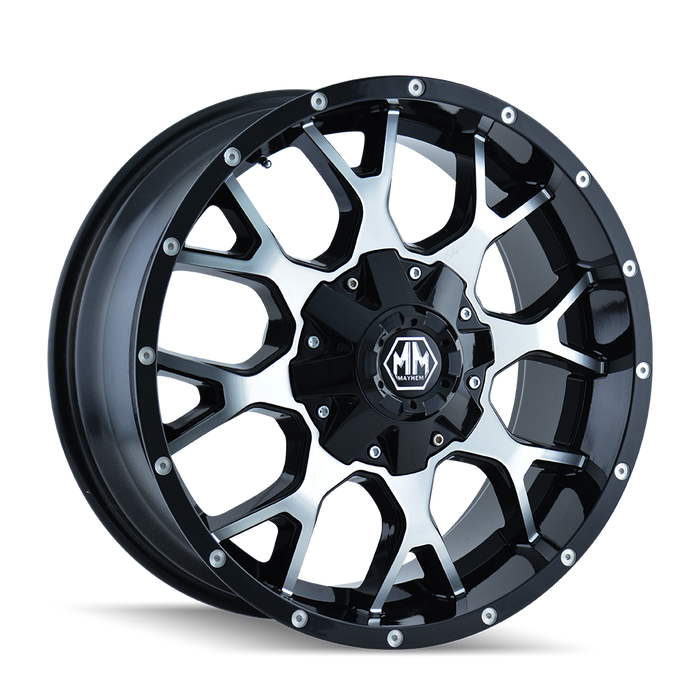 MAYHEM 8015-2152B WARRIOR (8015) BLACK/MACHINED FACE 20X10 5x5/5x5.5 -25MM 87MM - Truck Part Superstore