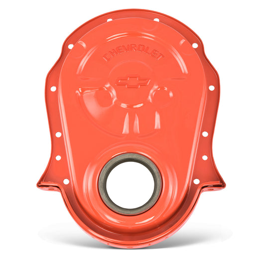 ProForm 141-220 Engine Timing Chain Cover Chevy Orange Steel Chevy/Bowtie Logo Chevy Big Block 396 to 454 V8 Engines 1965 to 1990 Proform - Truck Part Superstore