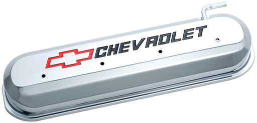 Chevrolet Performance Parts 141-265 Engine Valve Covers Tall Style Die Cast Chrome with Bowtie Logo LS Engines Recessed Black Chevrolet & Red Bowtie Logos Chevrolet Performance Parts - Truck Part Superstore
