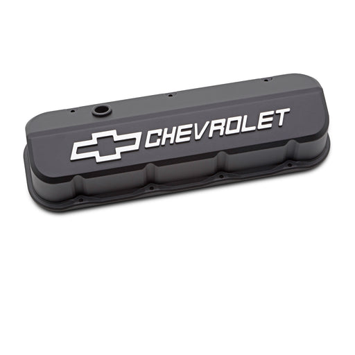 Proform 141-870 Engine Valve Covers; Tall; Die-Cast; BB Chevy; Black Crinkle w Raised Chevy Logo - Truck Part Superstore