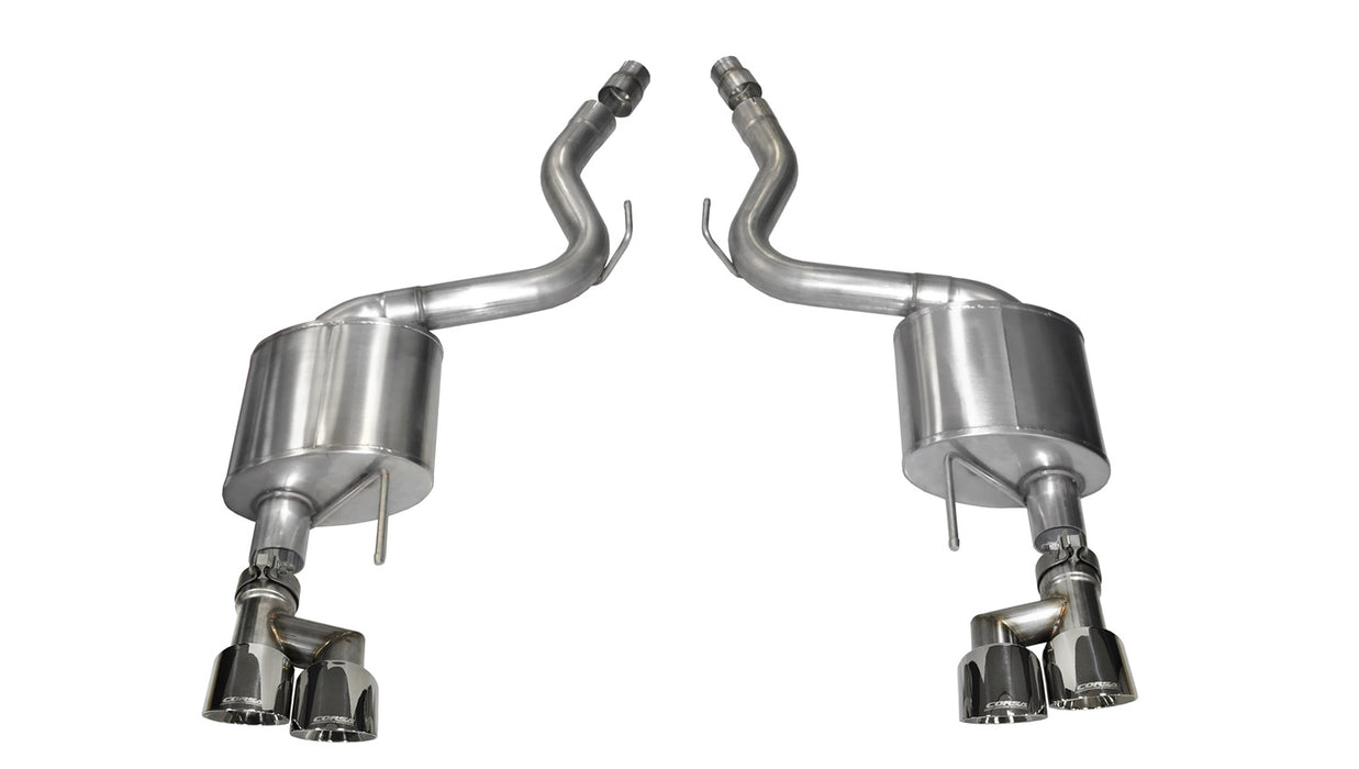 Corsa Performance 14334 3.0 Inch Axle-Back Sport Dual Exhaust Polished 4.0 Inch Tips 15-Present Mustang GT Fastback 5.0L (18-Pres Non-Valve, Premium Pkg Only, Requires Roush Rear Valance Mods) Stainless Steel Corsa Performance - Truck Part Superstore