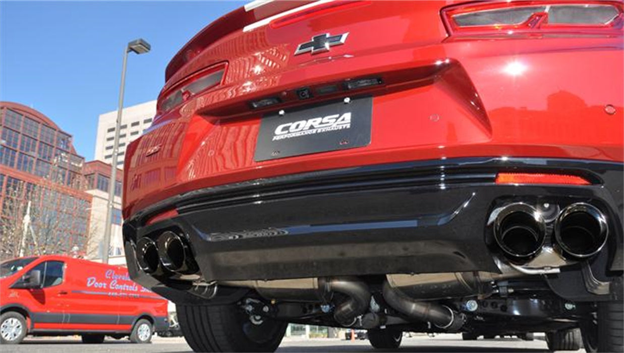 Corsa Performance 14784BLK 2.75 Inch Axle-Back Xtreme Dual Exhaust 4.0 Inch Black Tips 16-19 Camaro SS/17-18 Camaro ZL1 6.2L V8 Stainless Steel Corsa Performance - Truck Part Superstore