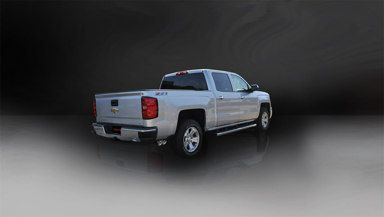 Corsa Performance 14871 3.0 Inch Cat-Back Sport Single Side Exit Exhaust 4.0 Inch Polished Tips 14-Present Silverado/Sierra 1500 Regular Cab/Standard Bed 5.3L V8 119 Inch WB Stainless Steel Corsa Performance - Truck Part Superstore