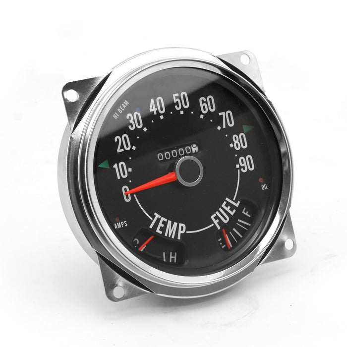 Omix 17206.04 Speedometer Assembly; 0-90 MPH; Black Face w/Red Pointer; - Truck Part Superstore