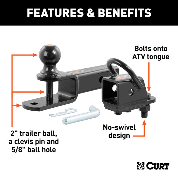 CURT 45038 ATV Towing Starter Kit with 2in. Shank and 2in. Trailer Ball - Truck Part Superstore