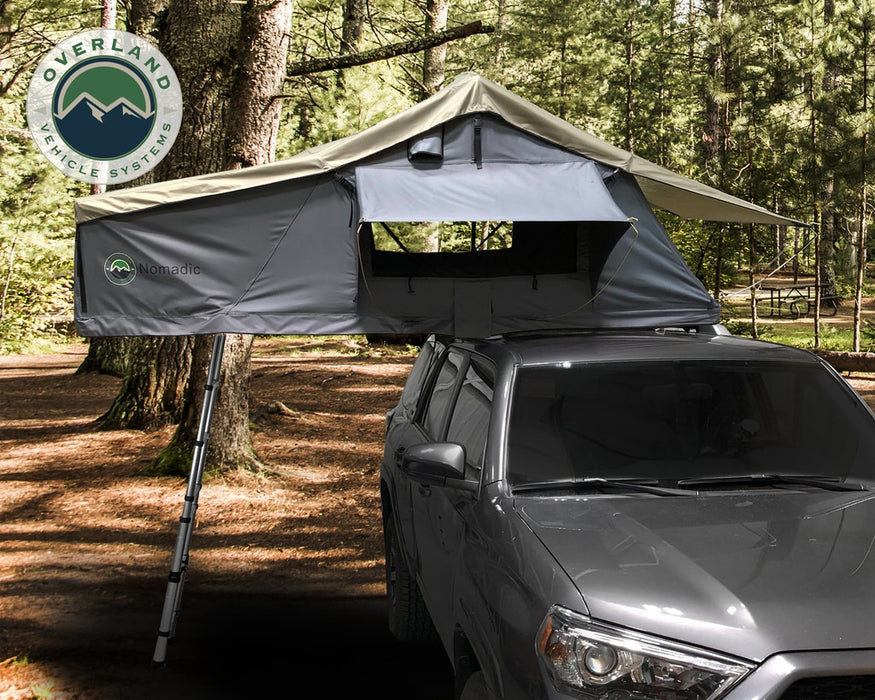 Overland Vehicle Systems 18031936 Roof Top Tent 4 Person Extended Roof Top Tent With Annex Green/Gray Nomadic Overland Vehicle Systems - Truck Part Superstore
