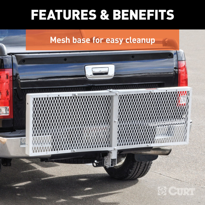 CURT 18100 60in. x 20in. Aluminum Tray-Style Cargo Carrier (Folding 2in. Shank; 500 lbs.) - Truck Part Superstore