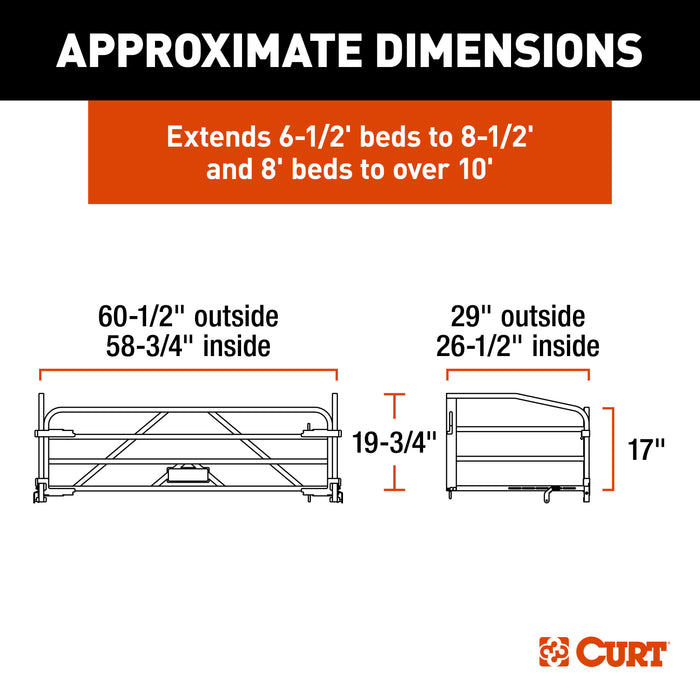 CURT 18325 Universal Truck Bed Extender with Fold-down Tailgate - Truck Part Superstore