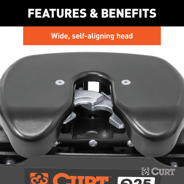 CURT 16266 CURT 16266 Q25 5th Wheel Hitch with Base Rails; 25;000 lbs - Truck Part Superstore