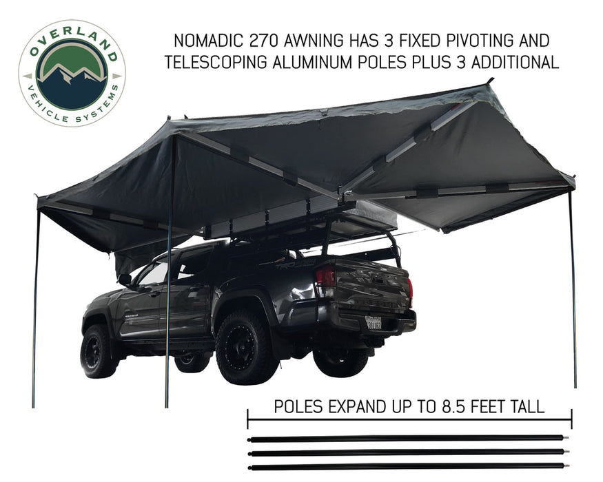 Overland Vehicle Systems 19519907 Awning Tent 270 Degree Driver Side Dark Gray Cover With Black Cover Nomadic Overland Vehicle Systems - Truck Part Superstore
