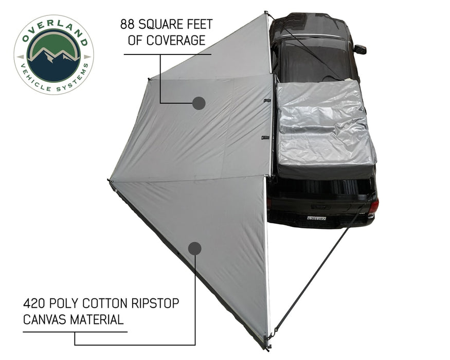 Overland Vehicle Systems 19529907 Awning Tent 270 Degree Passenger Side Dark Gray Cover With Black Cover Nomadic Overland Vehicle Systems - Truck Part Superstore