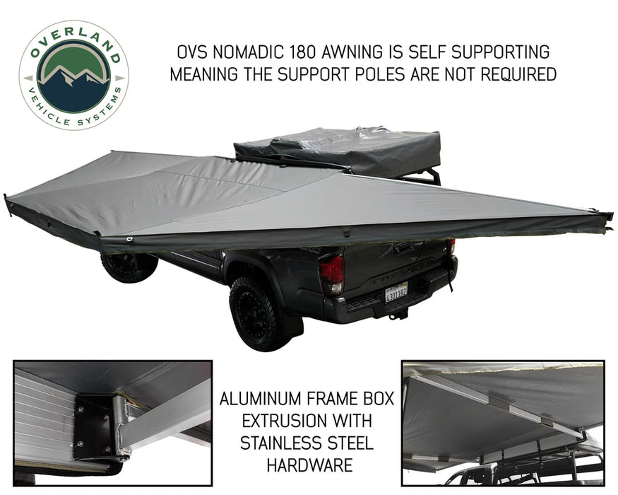 Overland Vehicle Systems 19609907 Awning 180 Degree Dark Gray Cover With Black Cover Universal Nomadic Overland Vehicle Systems - Truck Part Superstore