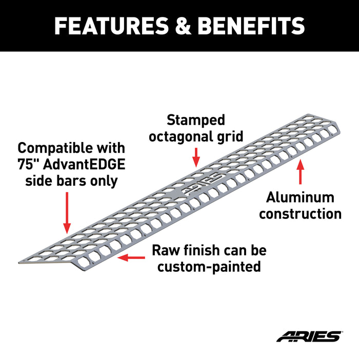 ARIES 2055175 ARIES 2055175 Paintable 75-Inch Raw Aluminum AdvantEDGE Running Board Step Pad - Truck Part Superstore