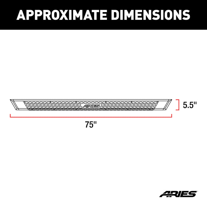 ARIES 2055875 AdvantEDGE 5-1/2in. x 75in. Chrome Aluminum Side Bars (No Brackets) - Truck Part Superstore