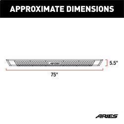 ARIES 2055975 AdvantEDGE 5-1/2in. x 75in. Black Aluminum Side Bars (No Brackets) - Truck Part Superstore