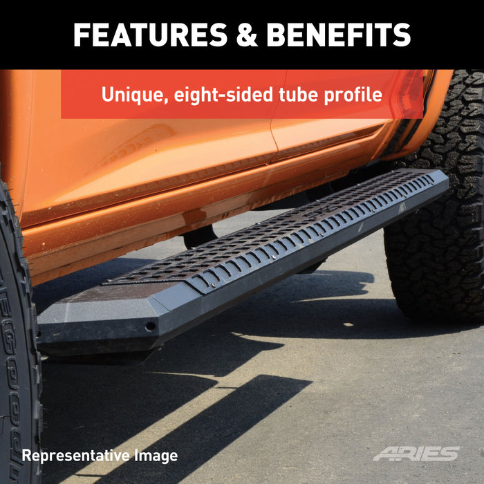 ARIES 2055975 AdvantEDGE 5-1/2in. x 75in. Black Aluminum Side Bars (No Brackets) - Truck Part Superstore