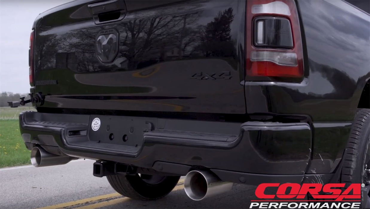 Corsa Performance 21035 2019 Ram 1500 V8 3.0 Inch Cat-Back Exhaust System Single 5.0 Inch Tips Satin Polished Sport Sound Level Corsa Performance - Truck Part Superstore