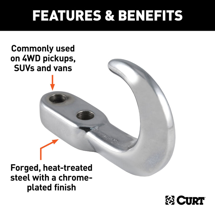 CURT 22420 CURT 22420 Chrome Steel Tow Hook; 10;000 lbs Capacity - Truck Part Superstore