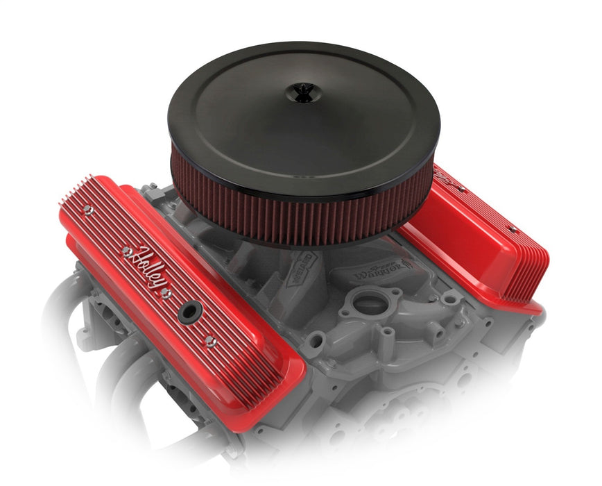 Holley 241-250 Valve Covers; Center-Bolt Finned; w/o Emissions Port; Gloss Red Finish; - Truck Part Superstore