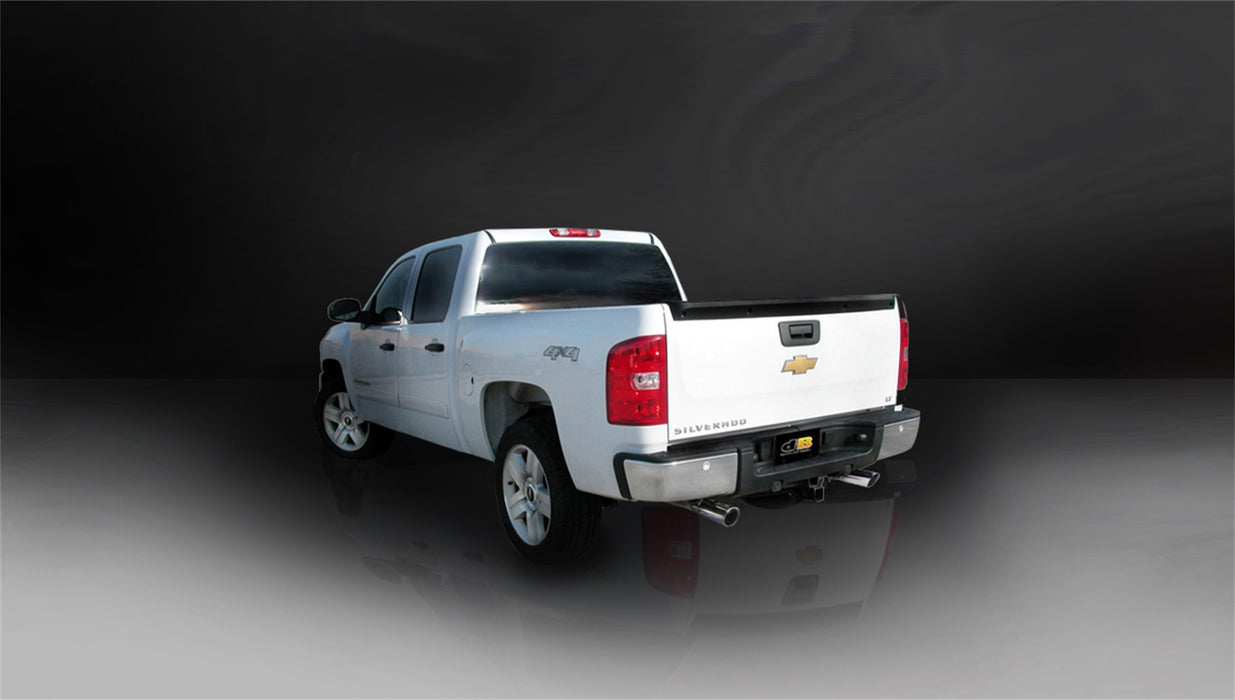 Corsa Performance 24275 3.0 Inch Cat-Back Sport Dual Rear Exit Exhaust 4.0 Inch Slash Cut Polished Tips 99-06 Silverado/Sierra 1500 Regular Cab/Long Bed/Extended Cab/Short Bed 4.8L/5.3L V8 133.0 Inch WB Stainless Steel dB by Corsa Performance - Truck Part Superstore