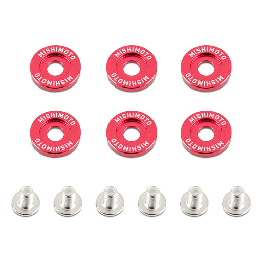 Mishimoto MMFW-LG-6RD Mishimoto M6 X 1.0 Fender Washer and Bolt Kit, 20mm OD, 6 pcs, Red - Truck Part Superstore