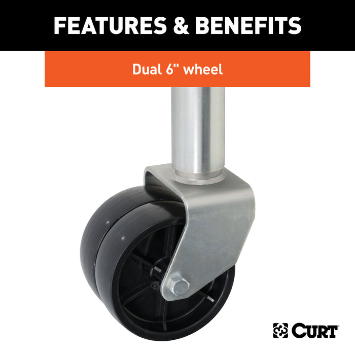 CURT 28155 Marine Jack with Dual 6in. Wheels (1;500 lbs; 10in. Travel) - Truck Part Superstore