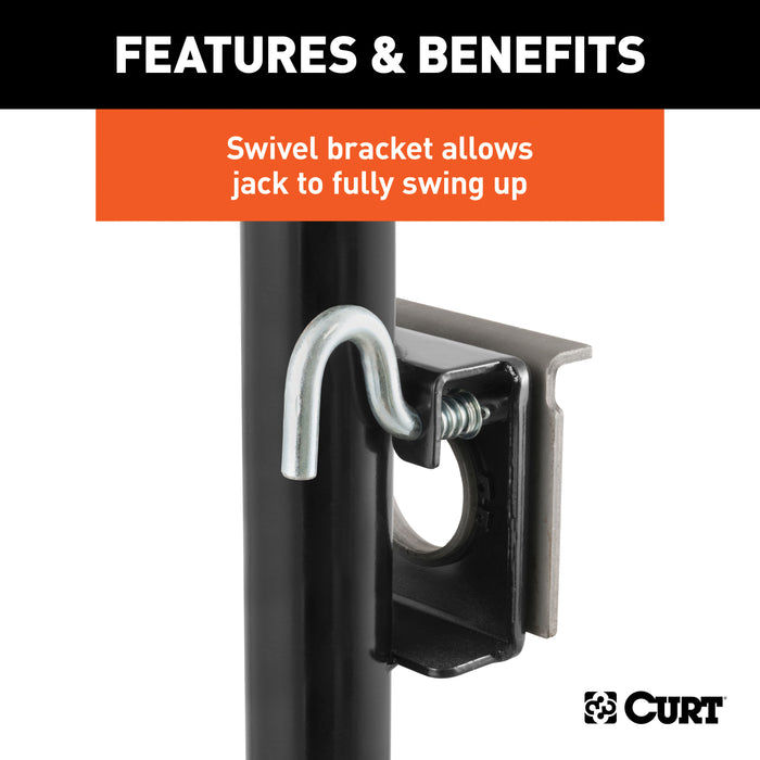 CURT 28302 Bracket-Mount Swivel Jack with Side Handle (2;000 lbs; 10in. Travel) - Truck Part Superstore