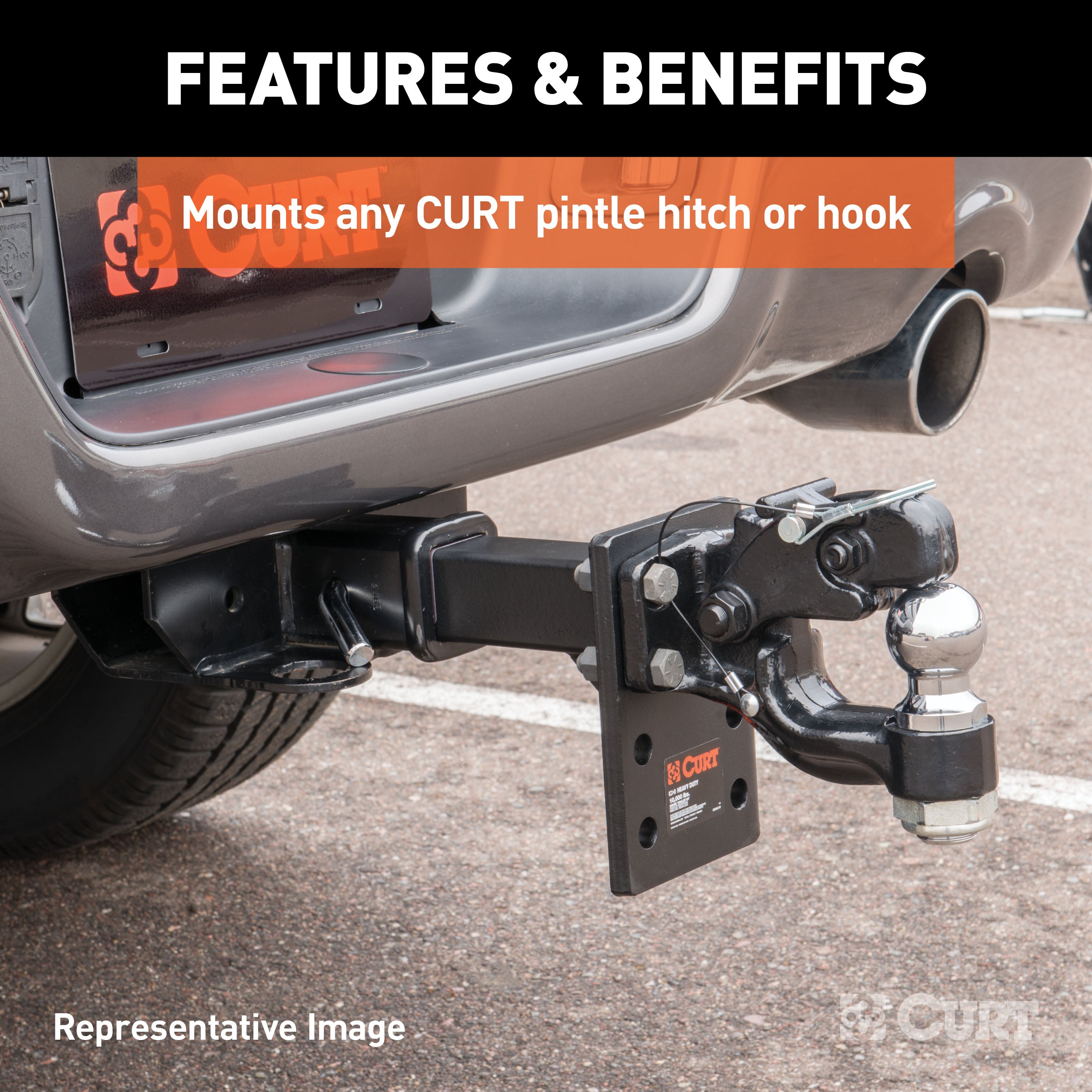 CURT 48327 CURT 48327 Pintle Mount for 2-Inch Hitch Receiver; 20;000 lbs; 6-Inch Length - Truck Part Superstore