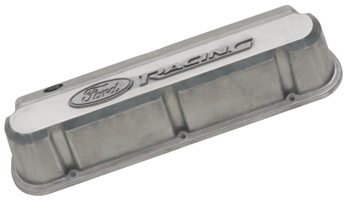 Ford Racing 302-146 Valve Covers Slant Edge Tall Alum. Unfinished with Raised Ford Logo SB Ford Raised Ford Racing Logo Ford Racing - Truck Part Superstore
