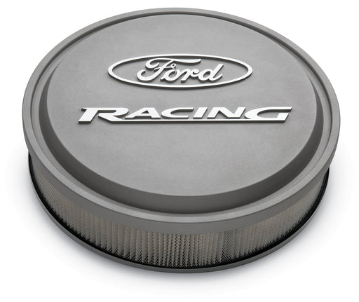 Ford Racing 302-382 Slant-Edge Alunimum Air Cleaner Kit Gray Crinkle Raised/Milled Emblems 13 Inch Ford Racing - Truck Part Superstore