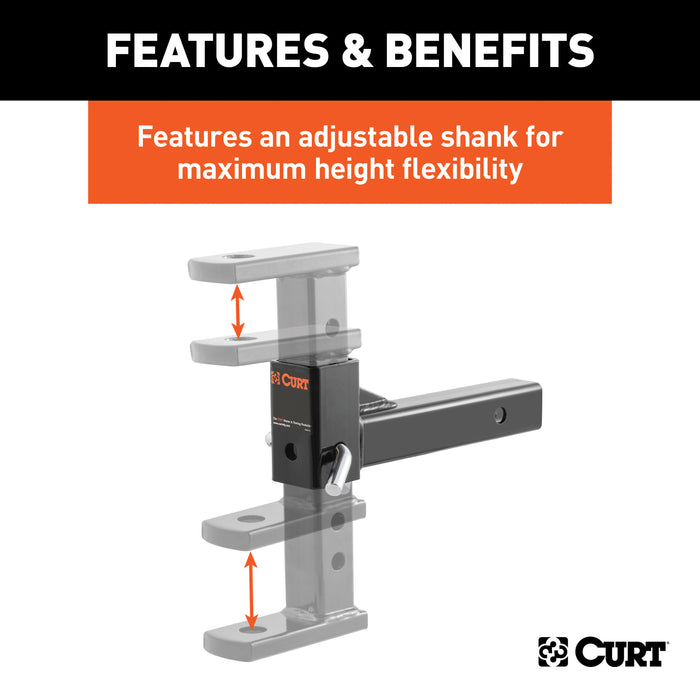 CURT 45812 Adjustable Ball Mount (2in. Shank; 1in. Ball Hole) - Truck Part Superstore