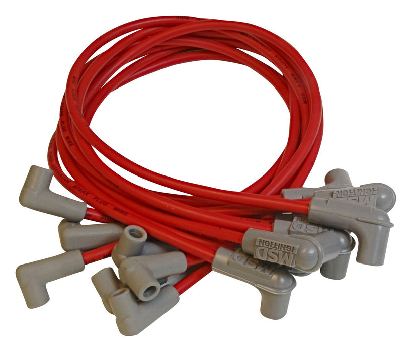MSD 31839 Custom Spark Plug Wire Set; 8.5mm; Red; w/HEI; 90 Degree