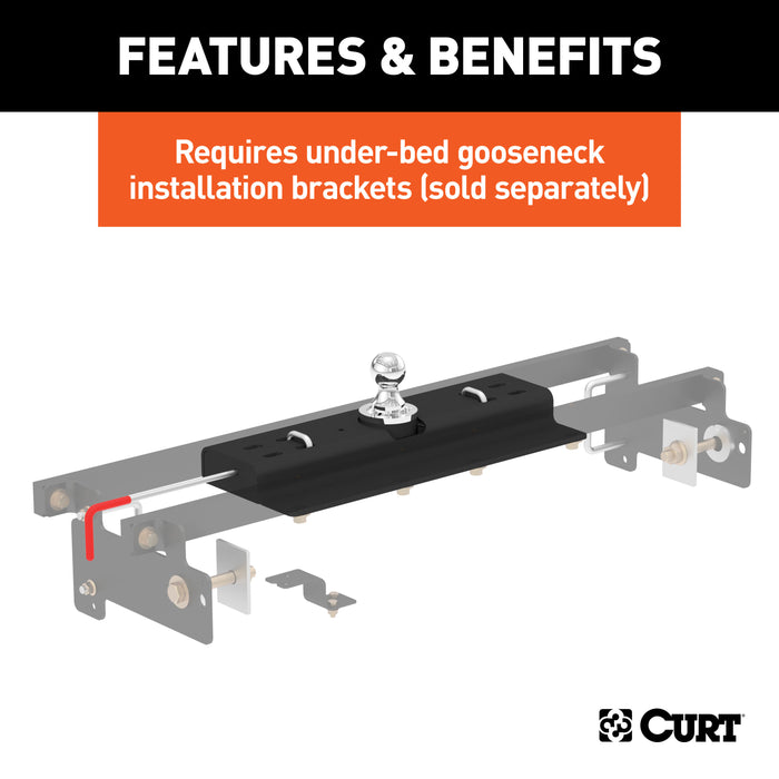 CURT 60615 Double Lock Gooseneck Hitch; 2-5/16in. Ball; 30K (Brackets Required) - Truck Part Superstore