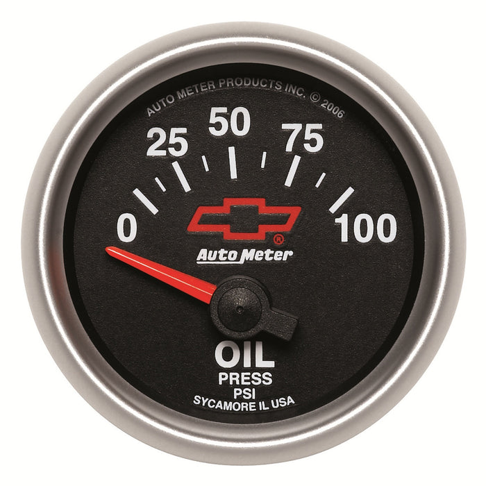 AutoMeter 3627-00406 GAUGE; OIL PRESSURE; 2 1/16in.; 100PSI; ELECTRIC; CHEVY RED BOWTIE; BLACK - Truck Part Superstore