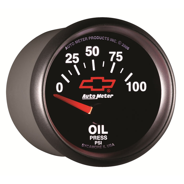 AutoMeter 3627-00406 GAUGE; OIL PRESSURE; 2 1/16in.; 100PSI; ELECTRIC; CHEVY RED BOWTIE; BLACK - Truck Part Superstore