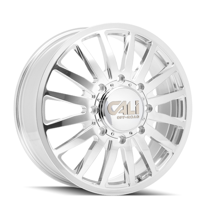 CALI OFF-ROAD 9110D-2881PMF115 SUMMIT DUALLY FRONT (9110) POLISHED/MILLED SPOKES 20X8.25 8-165.1  115MM 121.3MM - Truck Part Superstore