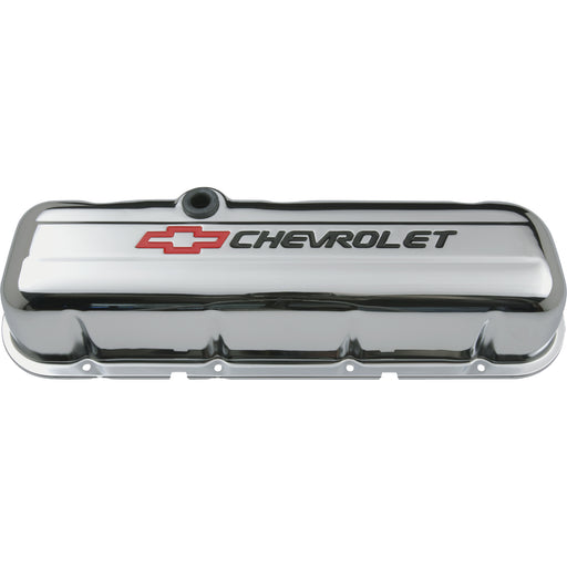 Proform 141-813 Engine Valve Covers; Stamped Steel; Tall; Chrome; w/ Bowtie Logo; Fits BB Chevy - Truck Part Superstore