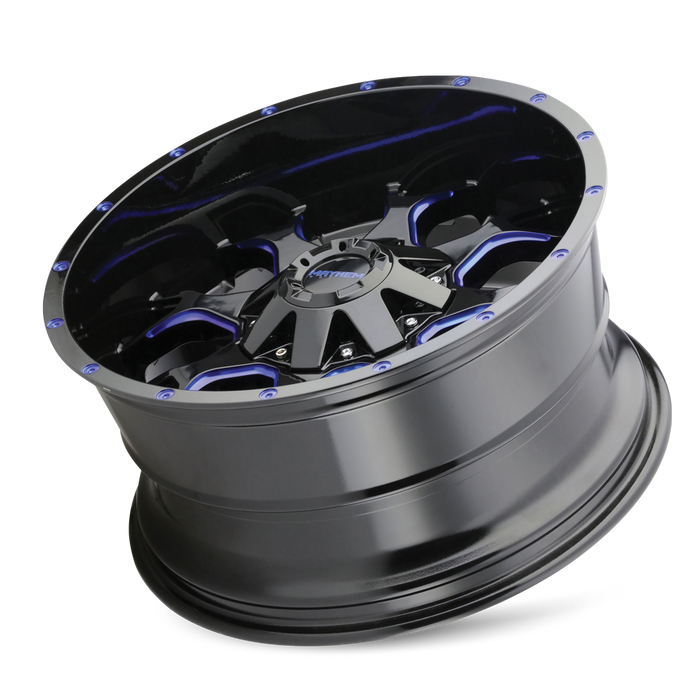 MAYHEM 8015-7937BTB WARRIOR (8015) BLACK W/PRISM BLUE 17X9 6x135/6x5.5 -12mm 106mm - Truck Part Superstore