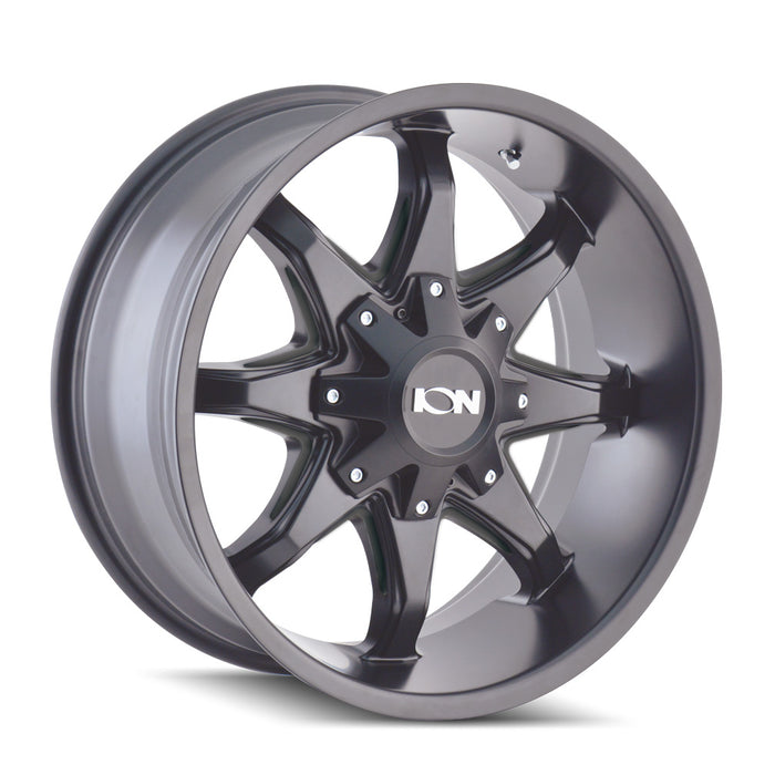 ION 181-2978M18 181 (181) SATIN BLACK/MILLED SPOKES 20X9 8x180 18MM 124.1MM - Truck Part Superstore
