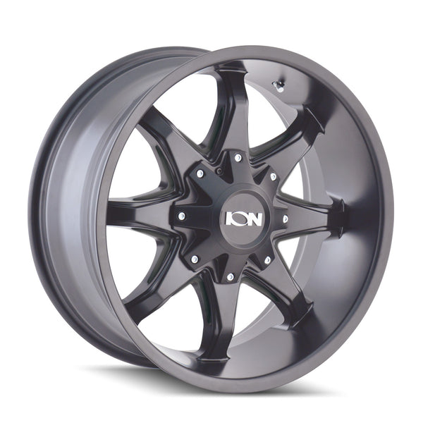 ION 181-2976M12 181 (181) SATIN BLACK/MILLED SPOKES 20X9 8-165.1/8-170 -12MM 130.8MM - Truck Part Superstore