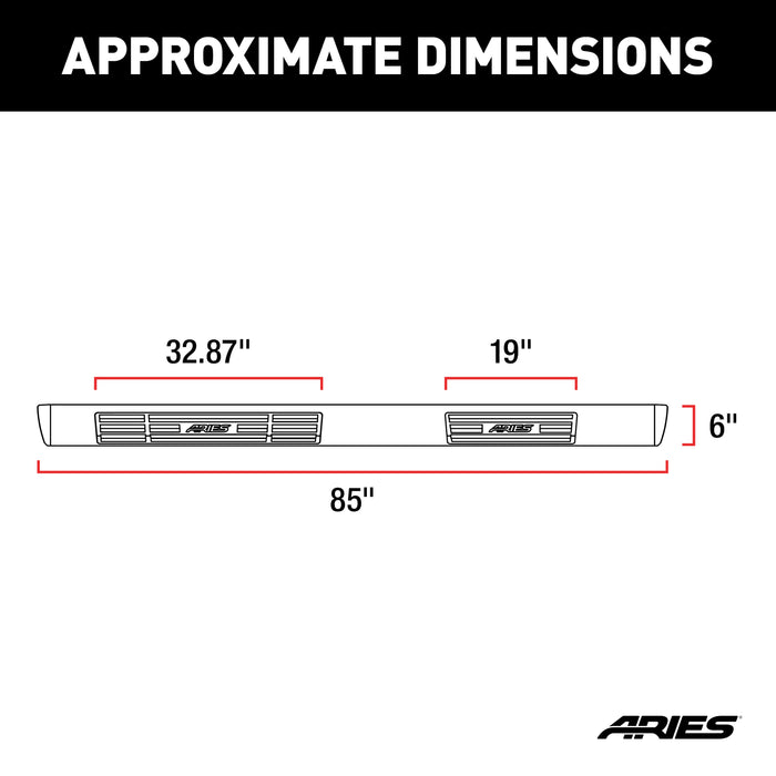 ARIES 4444031 6in. x 85in. Polished Stainless Oval Side Bars; Select Toyota Tundra - Truck Part Superstore