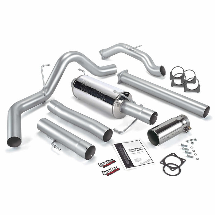 Banks Power 48643 Monster Exhaust System; S/S-Chrome Tip-2003-04 Dodge 5.9L; CCLB; No-Cat - Truck Part Superstore