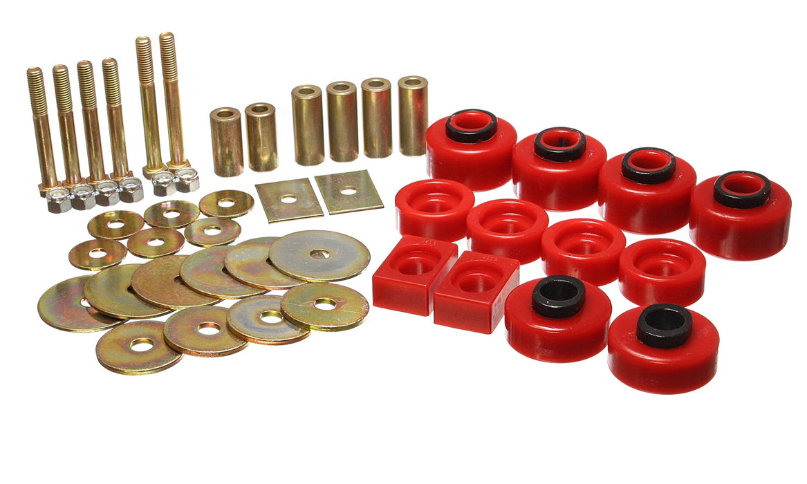 Energy Suspension 4.4114R Body Cab Mount Set; Red; Performance Polyurethane; - Truck Part Superstore