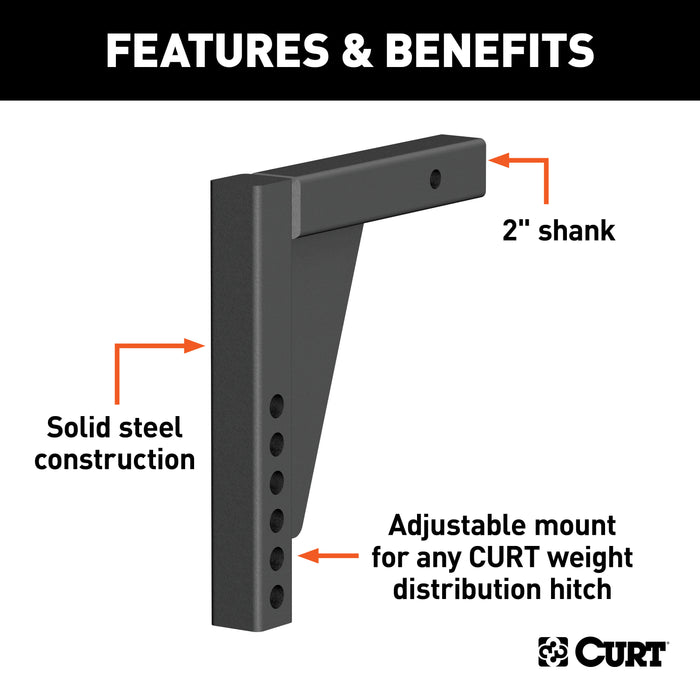 CURT 17124 Weight Distribution Shank (2in. Shank; 8-3/4in. Drop) - Truck Part Superstore