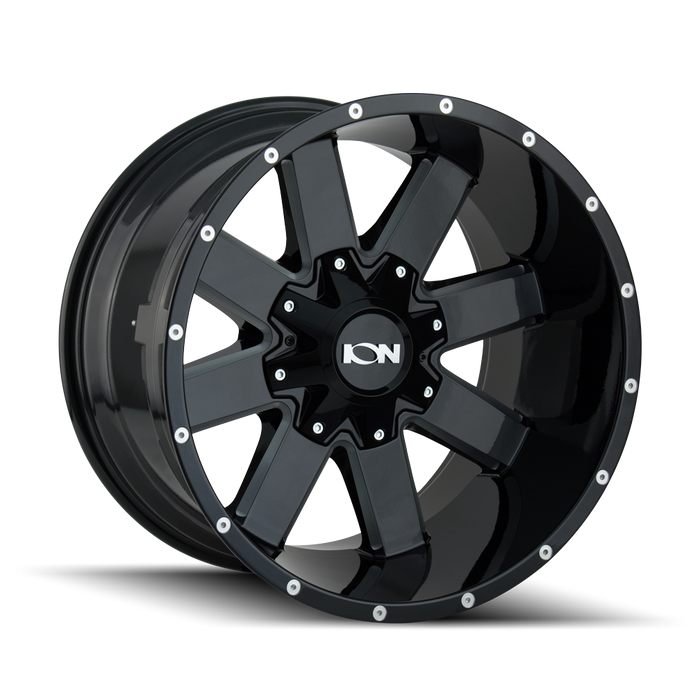 ION 141-2278M 141 (141) GLOSS BLACK/MILLED SPOKES 20X12 8x180 -44MM 124.1MM - Truck Part Superstore