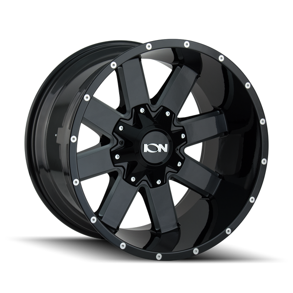 ION 141-2937M18 141 (141) GLOSS BLACK/MILLED SPOKES 20X9 6x135/6x5.5 18MM 106MM - Truck Part Superstore