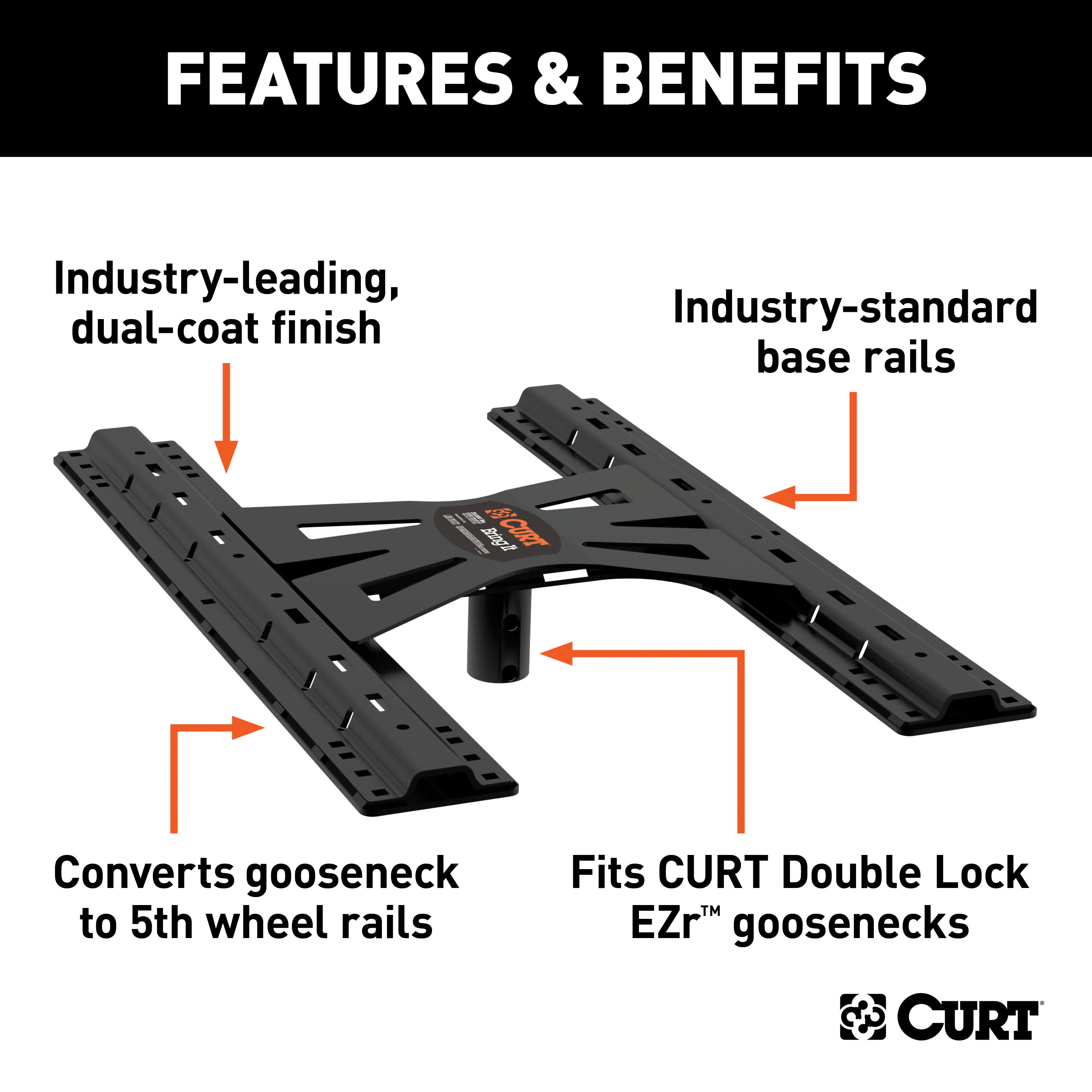 CURT 16220 X5 Gooseneck-to-5th-Wheel Adapter Plate for Double Lock EZr - Truck Part Superstore
