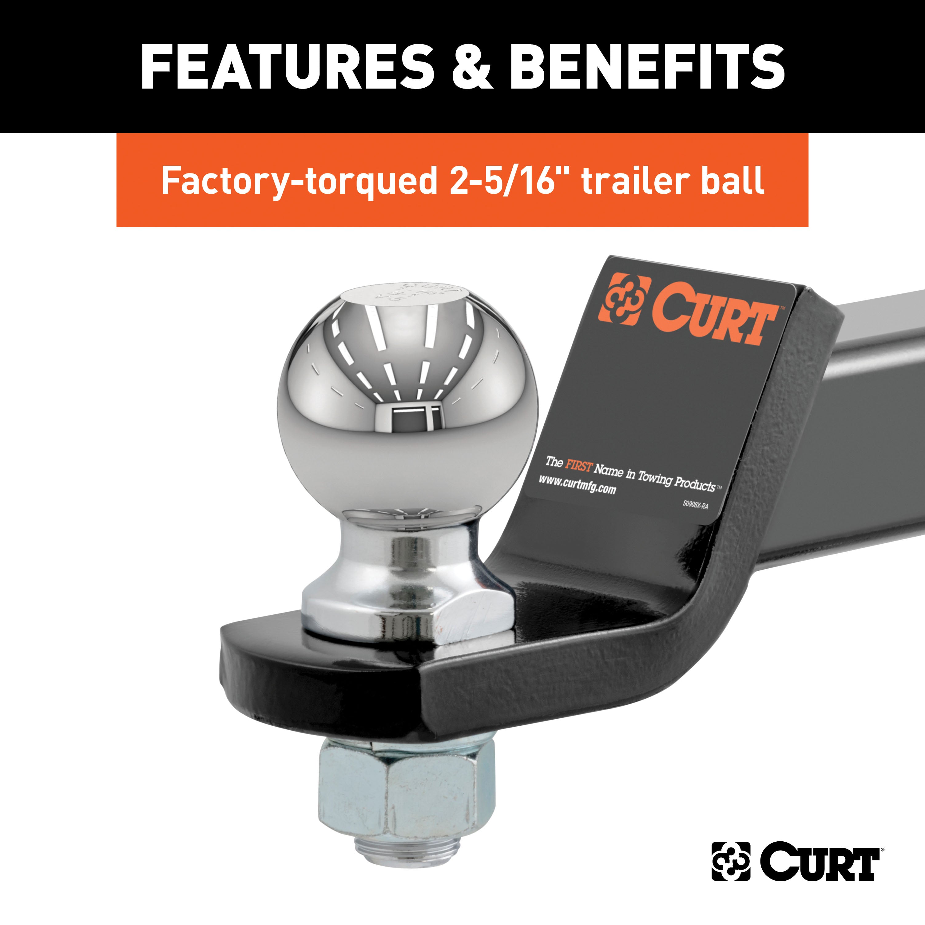 CURT 45041 Loaded Ball Mount with 2-5/16in. Ball (2in. Shank; 7;500 lbs.; 2in. Drop) - Truck Part Superstore
